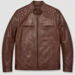 Quilted Shoulder Leather Jacket