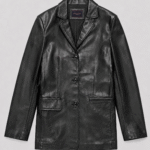 Men’s Black Leather Jacket – Classic Button Front Casual Jacket