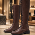 Vintage Brown Knee-High Lace-Up Riding Boots
