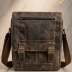 Vintage Brown Distressed Leather Crossbody Messenger Bag