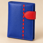 Red & Blue Dual-Tone Leather Card Holder Wallet